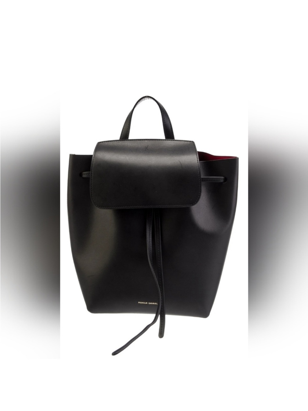 Mansur Gavriel Black Leather Drawstring Backpack
